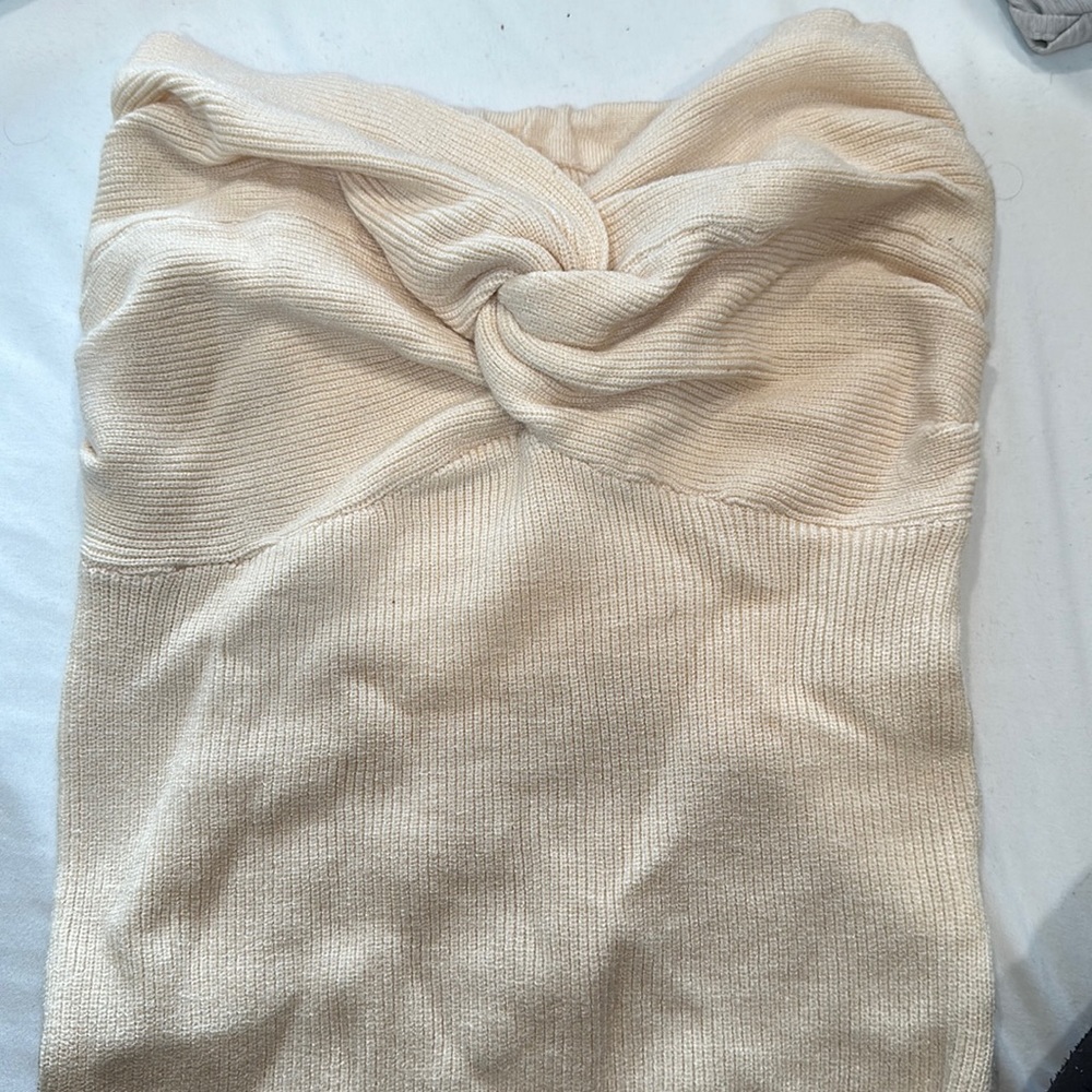 Cream Knit Tube Top